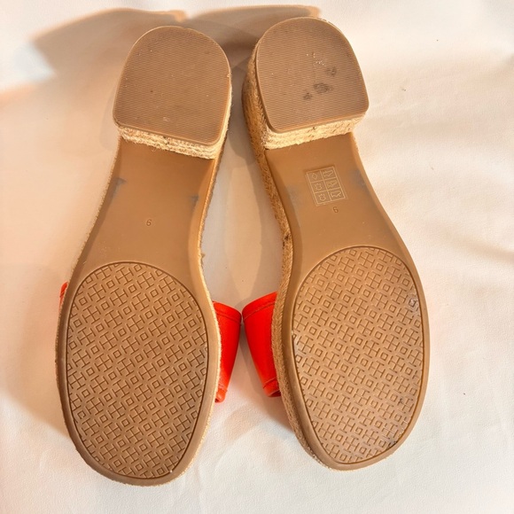TORY BURCH Sz 9 Orange Espadrille Slides Slip On With a Block Heel - Picture 10 of 12